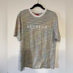 Supreme Striped Tee with Multicolor Design